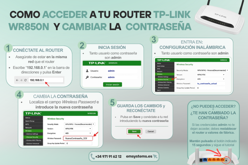 Como cambiar contraseña del router